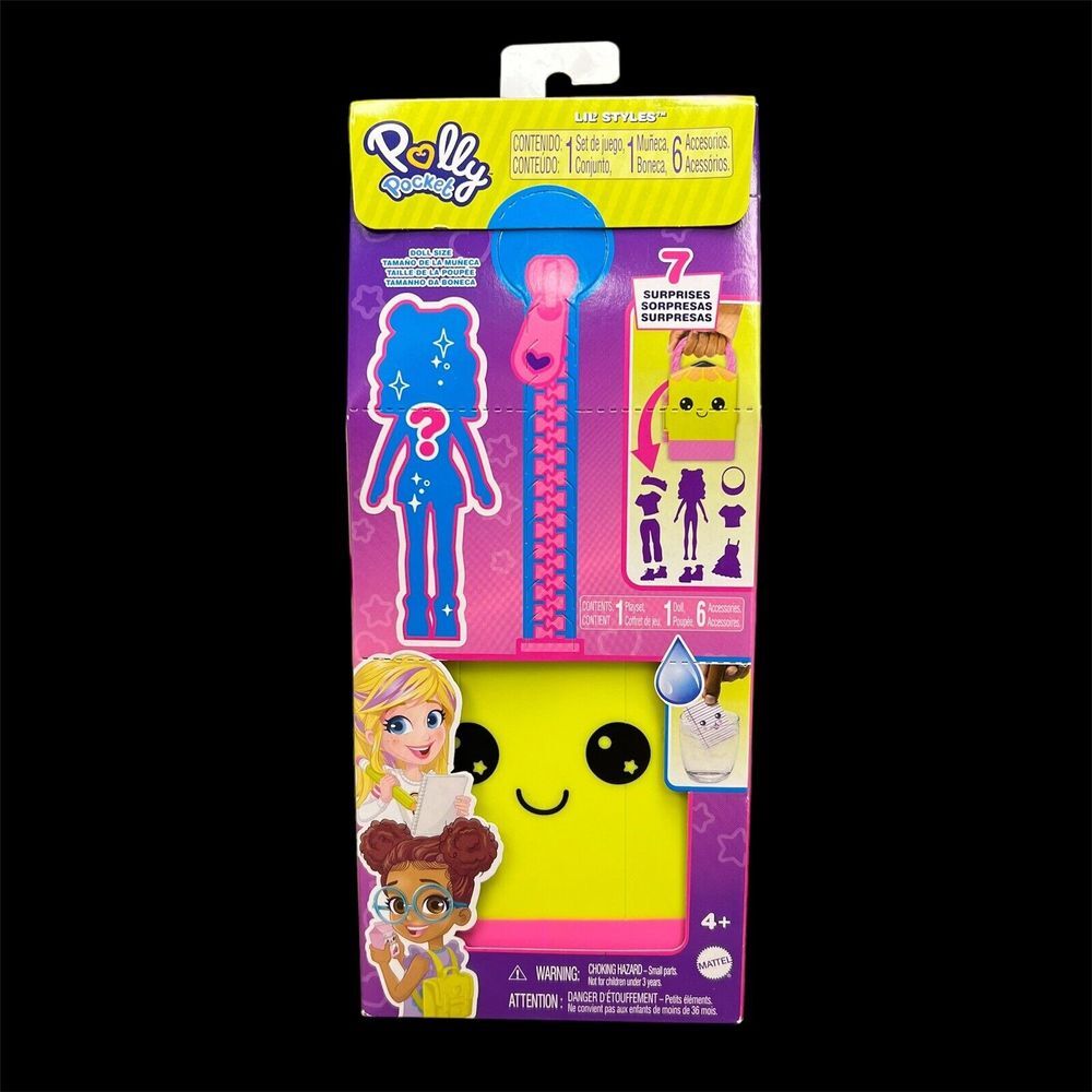 Polly‎ Pocket Lil' Styles 7 Surprises Green Case Playset Doll Accessories  - 398